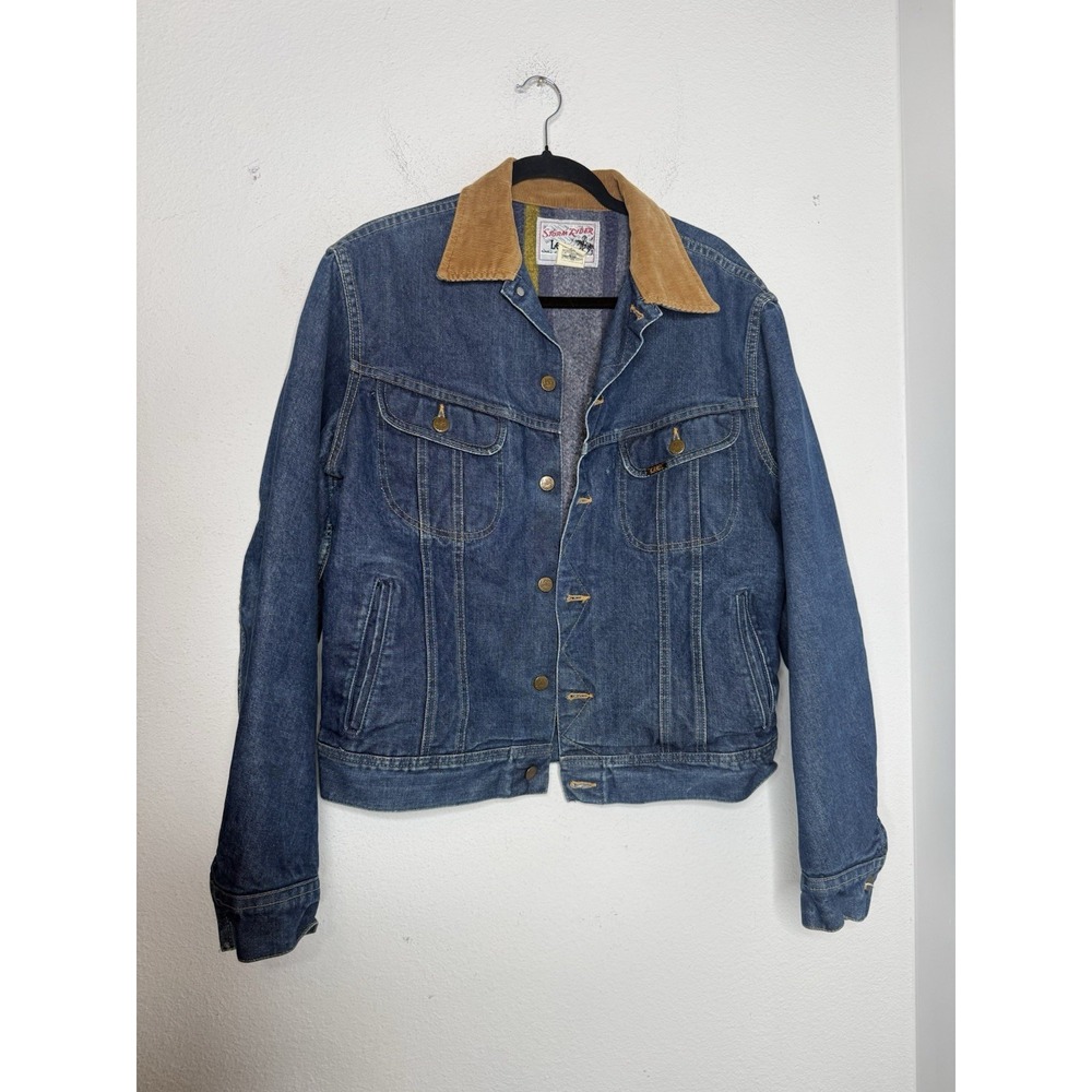 Vintage 80s Lee Storm Rider 221-2647 Denim Jacket 42L Made USA Blanket Lined
